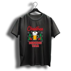 Christmas Drinking Team Festive Reindeer Beer Stein Snowflakes T Shirt