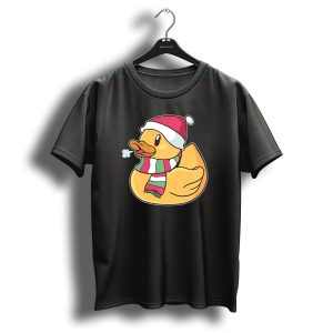 Christmas Duck Santa Hat And Scarf T Shirt