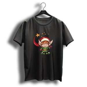Christmas Elf With Starry Red Hat And Green Suit T-Shirt
