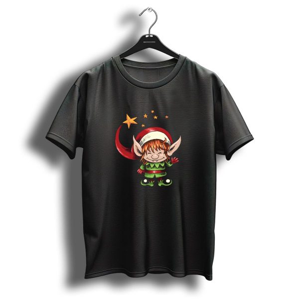 Christmas Elf With Starry Red Hat And Green Suit T Shirt 1 t shirt 1