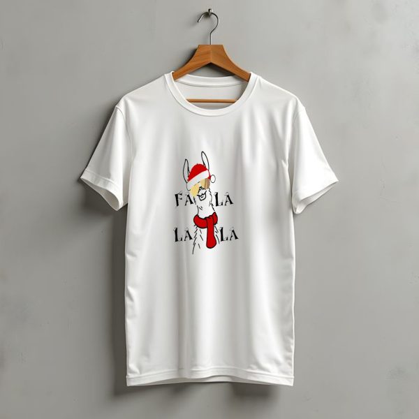 Christmas Falalala Llama Wearing Santa Hat And Scarf T Shirt t shirt 1 1