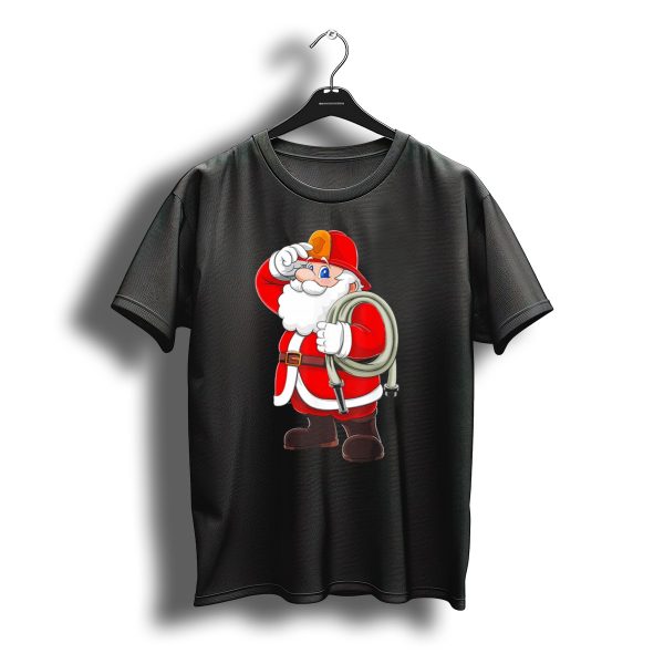 Christmas Firefighter Santa With Fire Hose T Shirt t shirt 1