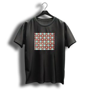 Christmas Floral Tiles Green Red T Shirt 1