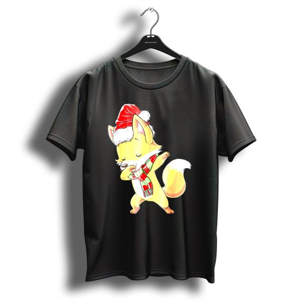 Christmas Fox Dabbing In Santa Hat And Scarf T Shirt 1 t shirt 1