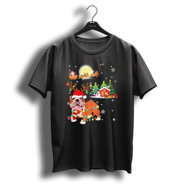 Christmas French Bulldog Festive Lights And Santa Sleigh T Shirt 1 t shirt 1