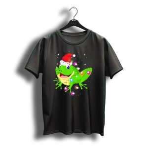 Christmas Frog In Santa Hat With Festive Lights T-Shirt