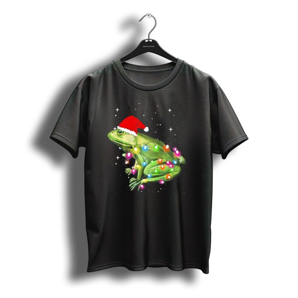 Christmas Frog With Lights And Santa Hat T Shirt t shirt 1