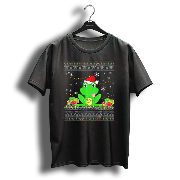 Christmas Frog With Santa Hat And Holiday Presents T Shirt 1 t shirt 1