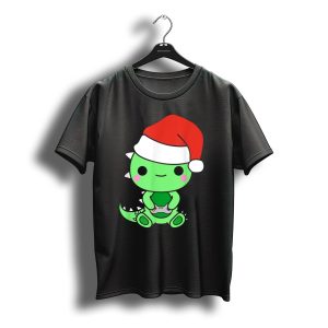 Christmas Gaming Dinosaur Santa Gamer Nerd T-Shirt