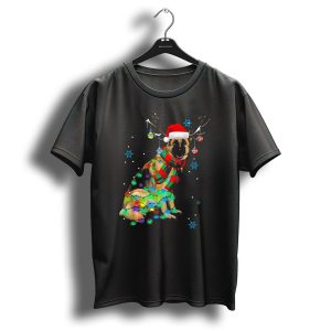 Christmas German Shepherd With Santa Hat And Antlers T Shirt