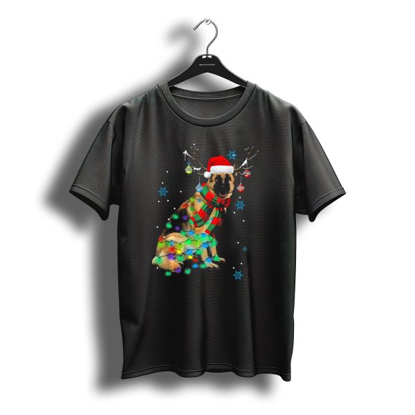Christmas German Shepherd With Santa Hat And Antlers T Shirt t shirt 1