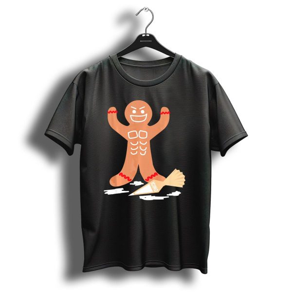 Christmas Gingerbread Muscle Man With Icing Power T Shirt 1 t shirt 1