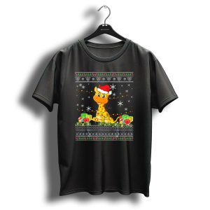 Christmas Giraffe Santa Hat Snowflakes Christmas Lights Gifts T Shirt
