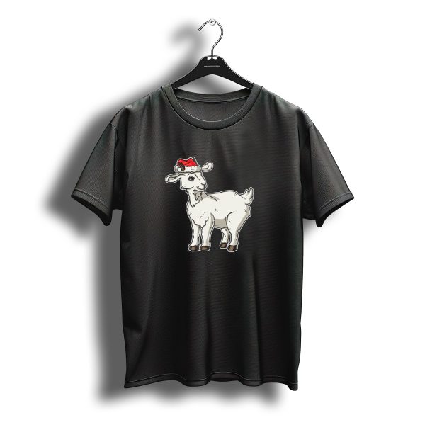 Christmas Goat Wearing Santa Hat T Shirt t shirt 1