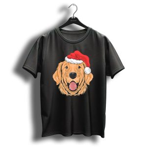 Christmas Golden Retriever Santa Hat T Shirt