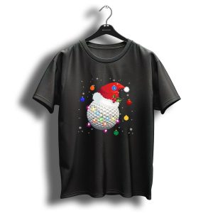 Christmas Golf Ball Santa Hat Holiday Lights T Shirt