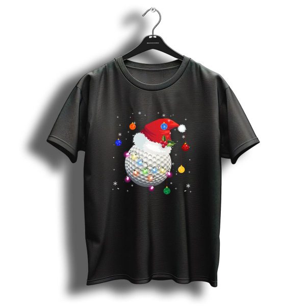 Christmas Golf Ball Santa Hat Holiday Lights T Shirt 1 t shirt 1