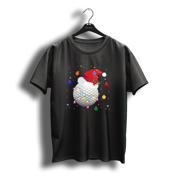 Christmas Golf Ball Santa Hat Holiday Lights T Shirt t shirt 1