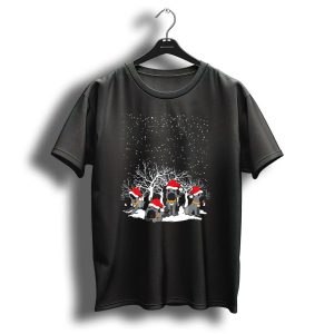 Christmas Great Dane Snow Scene With Santa Hats T Shirt