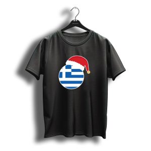 Christmas Greece Flag Santa Claus Hat T-Shirt