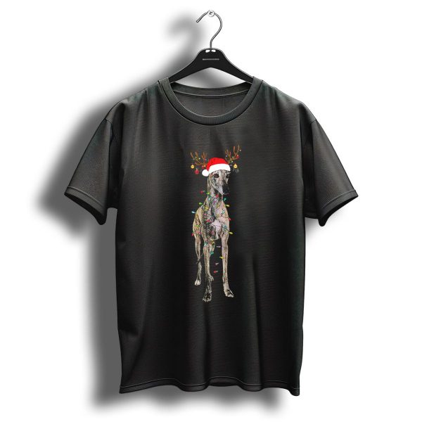 Christmas Greyhound Reindeer Santa Hat Holiday Lights T Shirt 1 t shirt 1