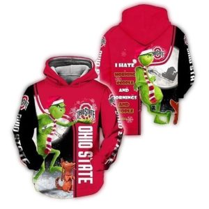 Christmas Grinch Ohio State Buckeyes All-Over Print Hoodie