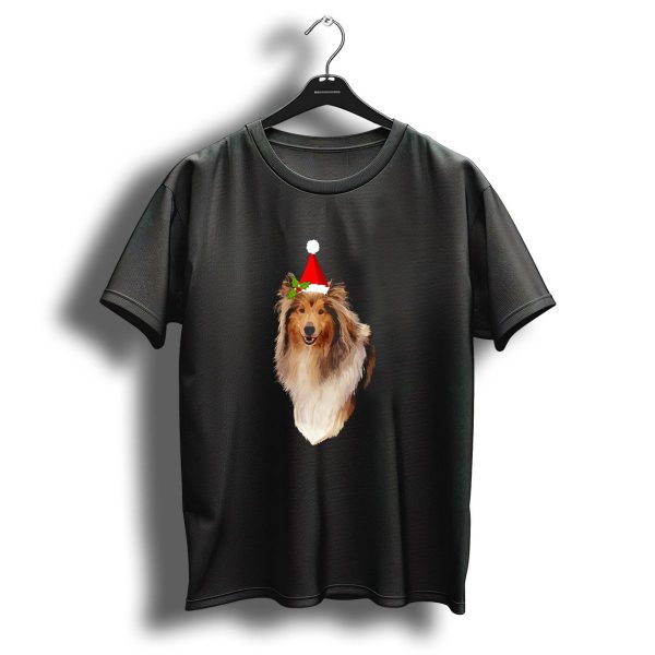 Christmas Holly Santa Hat Collie T Shirt 1 t shirt 1