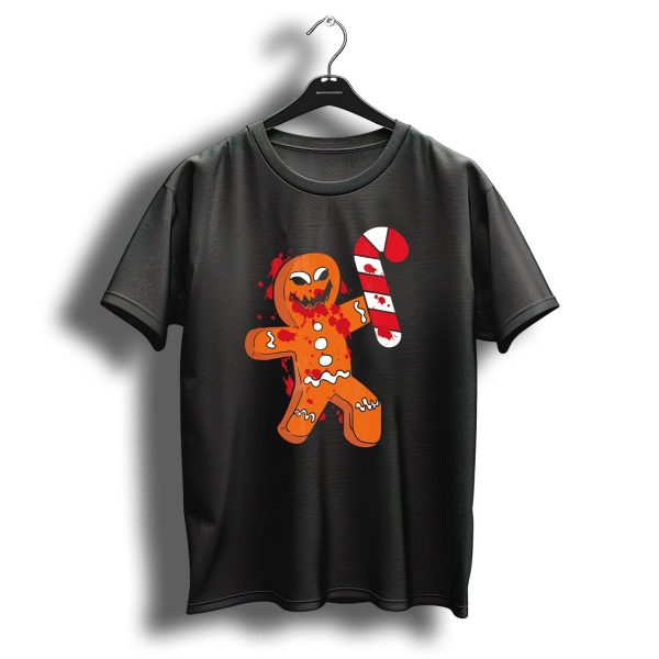 Christmas Horror Scary Gingerbread With Bloody Candy Cane T Shirt 1 t shirt 1