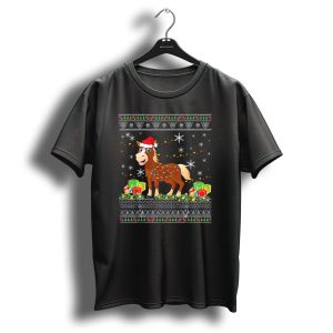 Christmas Horse Santa Hat Lights Snowflakes Presents T Shirt