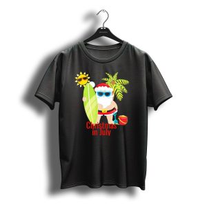 Christmas In July Beach Santa Surfer Sunny Holiday Fun T-Shirt
