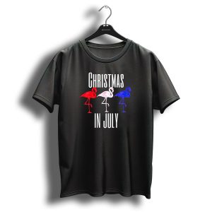 Christmas In July Funny Flamingos 4Th Of July T-Shirt