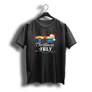 Christmas In July Santa Beach Vacation Sunglasses Holiday Lights T-Shirt
