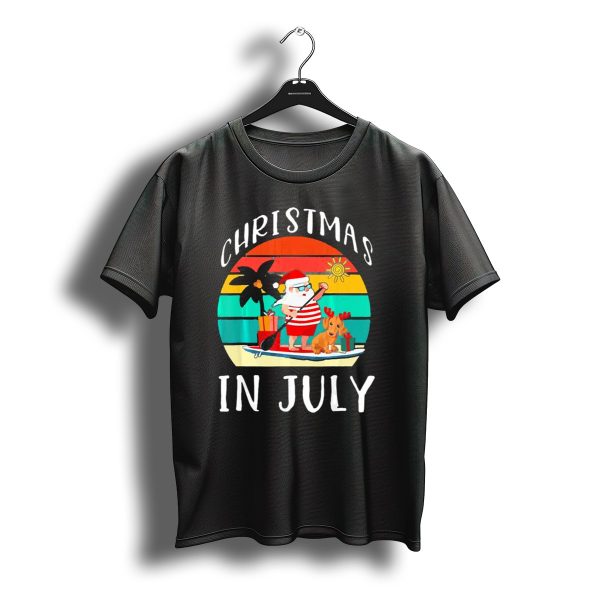 Christmas In July Santa Claus Paddleboarding With Dog T Shirt t shirt 1