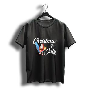 Christmas In July Santa Hawaiian Surfing Holiday Fun T-Shirt