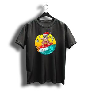 Christmas In July Santa Surfing Hawaiian Waves Ensemble T-Shirt
