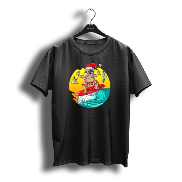 Christmas In July Santa Surfing Hawaiian Waves Ensemble T Shirt t shirt 1