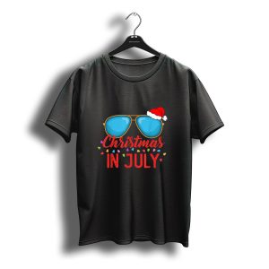 Christmas In July Sunglasses Santa Hat T-Shirt