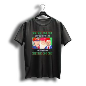 Christmas In Nebraska Huskers Santa Coach Holiday T-Shirt