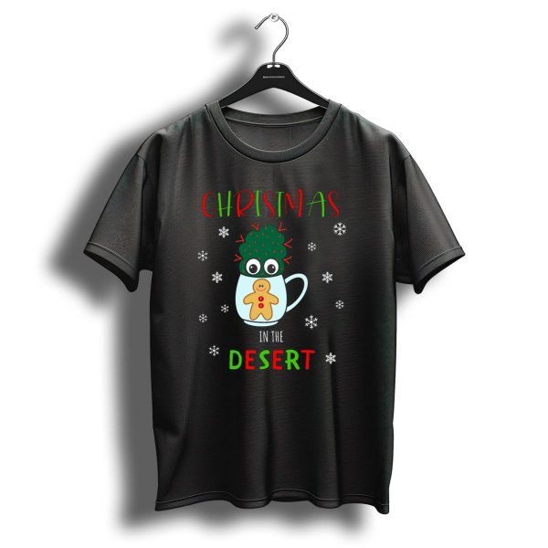 Christmas In The Desert Small Cactus With Red Green Mug Gingerbread Snowflakes T Shirt 1 t shirt 1