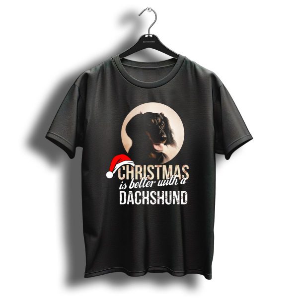 Christmas Is Better With A Dachshund Santa Hat T Shirt 1 t shirt 1