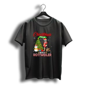 Christmas Is Better With A Rottweiler Snowman Tree Presents Santa Hat T-Shirt