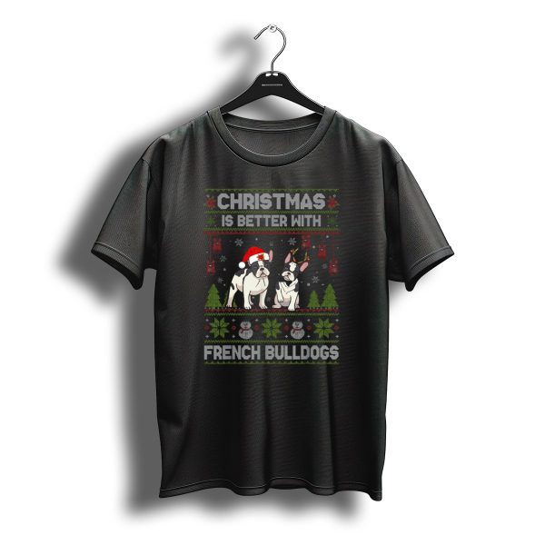 Christmas Is Better With French Bulldogs Santa Hat Holiday T Shirt t shirt 1