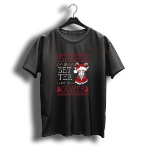 Christmas Is Better With Goats Santa Hat Ugly Christmas T Shirt