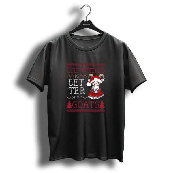 Christmas Is Better With Goats Santa Hat Ugly Christmas T Shirt 1 t shirt 1