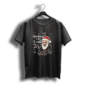Christmas Is For Cnts Grumpy Santa With Holly And Snowflakes T-Shirt