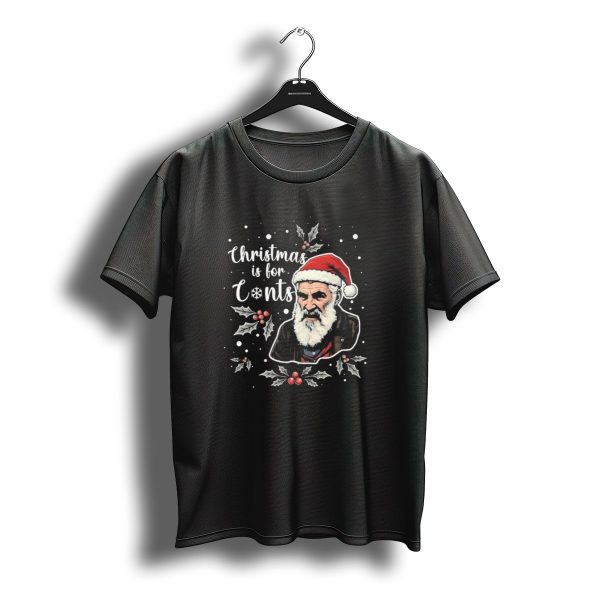 Christmas Is For Cnts Grumpy Santa With Holly And Snowflakes T Shirt t shirt 1