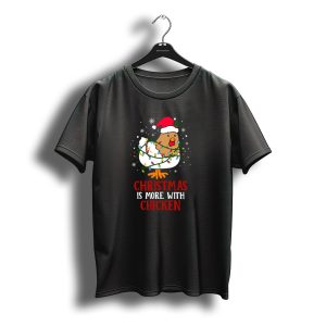Christmas Is More With Chicken Santa Lights Snowflakes T-Shirt