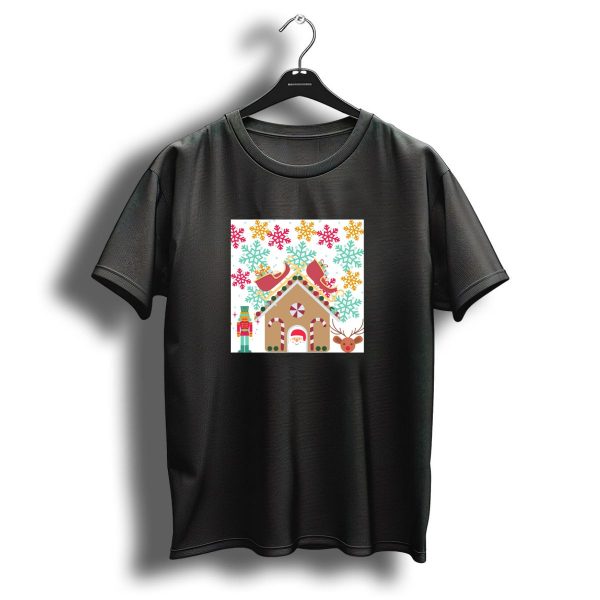 Christmas Joyful Gingerbread House With Sleigh Reindeer Nutcracker And Snowflakes T Shirt 1 t shirt 1