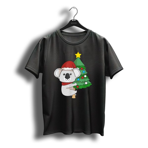 Christmas Koala Bear Holiday With Festive Tree And Santa Hat T Shirt t shirt 1