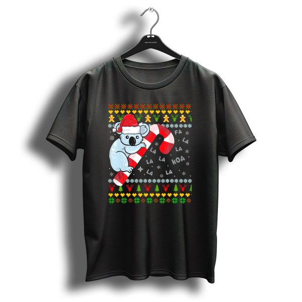 Christmas Koala Bear Santa Fa La La Candy Cane Ugly T Shirt 1 t shirt 1